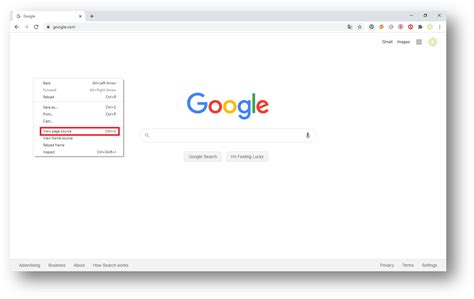 How view source code in chrome
