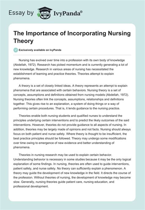 nursing theory essay