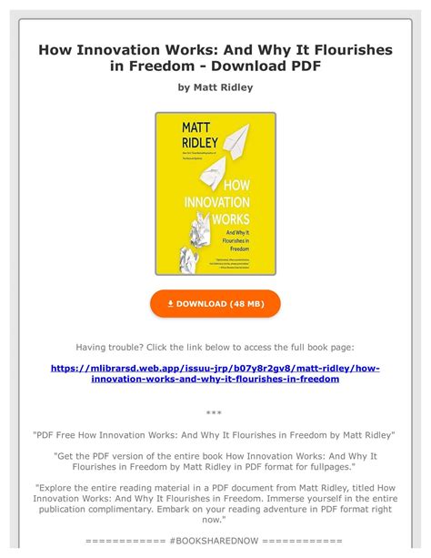 Read How Innovation Works And Why It Flourishes In Freedom By Matt Ridley