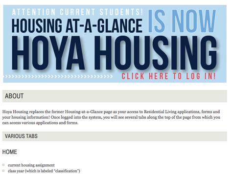 Application Process: The Summer 2024 Intern Housing Application will be available on Hoya Housing (new window) beginning 12 PM ET February 26, 2024. Payment is due in full via card payment at time of reservation. MasterCard and Visa only. Please see a copy of the General Cancellation Policy for important information. 