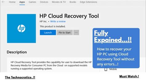 HP Cloud Recovery Tool allows users to download HP Recovery Media for their HP Consumer PCs from the cloud. Users can check whether this tool supports their HP .... 