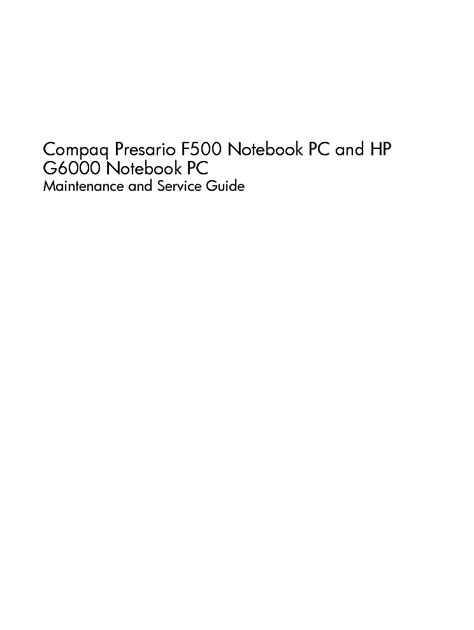 Hp g6000 und compaq presario f500 service  und reparaturanleitung. - Rehabilitation and health assessment applying icf guidelines.