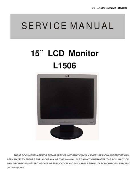 Hp l1506 lcd monitor service manual. - Reforma económica, estado y sociedad en centroamérica.