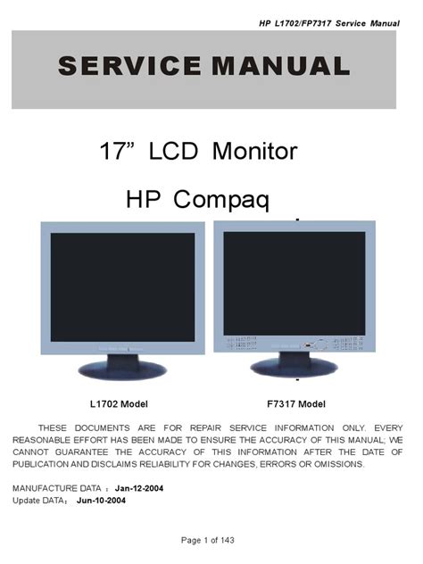 Hp l1702 lcd monitor service manual. - Monografía del vicariato apostólico de san ramón, chanchamayo.