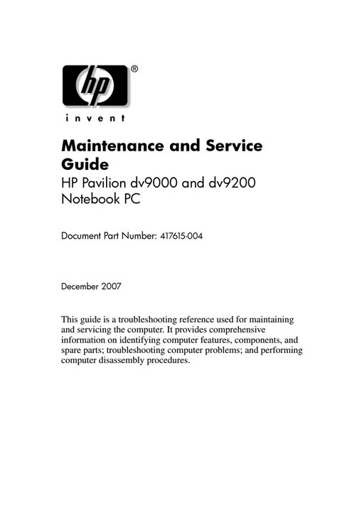 Hp pavilion dv9200 maintenance service guide. - A concise introduction to matlab solutions manual.