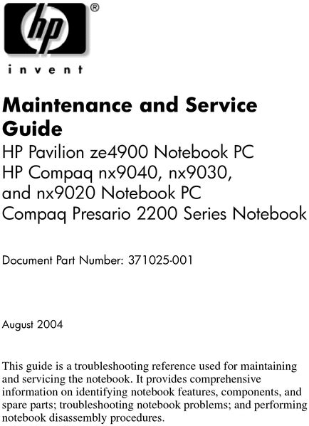 Hp pavilion ze4900 notebook service and repair manual. - John deere f 725 technisches handbuch.