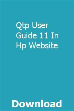 Hp qtp 11 user guide download. - Rapport de la commission du développement..