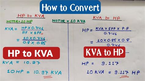 Convert horsepower (hp) to kilovolt ampere (kVA) using a simple formu