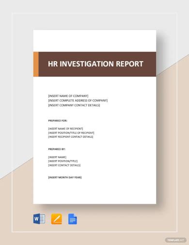 Hr Investigation Report Template Sample Design Templates