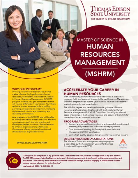Hr masters programs. Masters in Human Resource Management (HRM) Master's degrees in Human Resource Management (HRM or HR degrees) prepare students to hire, oversee staffing decisions, and create and maintain the organisational culture within a company. The main responsibilities of HR are to recruit new talent, manage … 