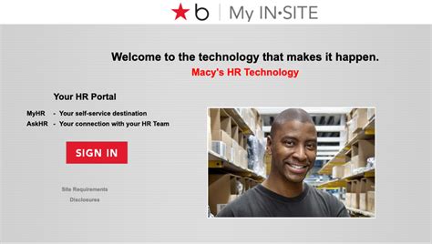 HR information and policy updates. Tax information like Form W-2s, W-4s, and other documents. Macy’s HR department will create your login credentials. Once you receive your log-in ID and Password, you can use these to access My Insite. Follow these steps to log in at My Insite: Go to the website: /hr.macys.net. 