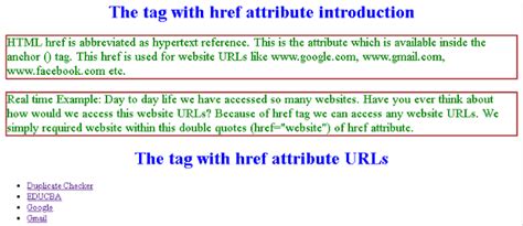 Href tag in html example
