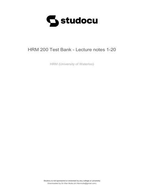 Hrm 200 notes.  Access study documents, get answers to your study questions, and connect wit...