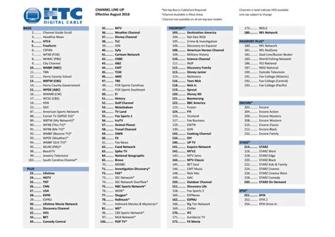 Htc channel guide conway sc. Channel lineups: 29579, Myrtle ... 29579, Myrtle Beach, South Carolina - TVTV.us - America's best TV Listings guide. Find all your TV listings - Local TV shows, movies and sports on Broadcast, Satellite and Cable ... HTC Hospitality Legends - Conway. Digital Cable This site uses cookies. By continuing to browse the site you are agreeing to our ... 