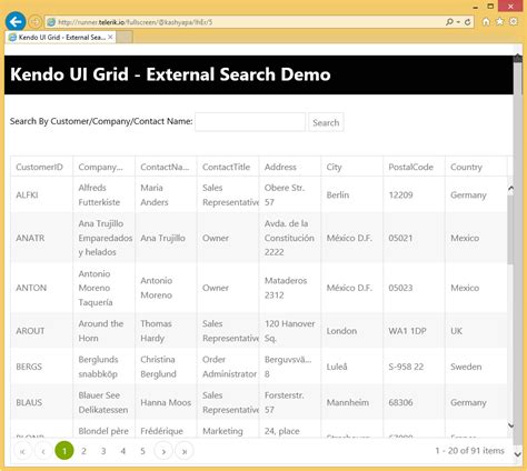 Html Kendo Grid