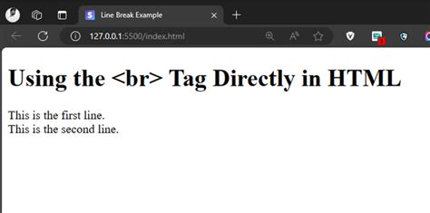 Html br not working.  This code is working fine but it has a minor problem.  H...