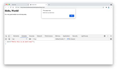 Html display variable.  Writing into the browser console, using console. alert() metho...