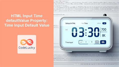 Html input time default value.  The DOM Input Time defaultValue Property in HTML DOM is used to ...