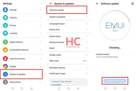 Huawei software update emui 10.  Navigate to Settings > System and updates > Software update...