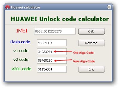 Huawei unlock code calculator v1.  Enter your IMEI code into the appropriate calc...