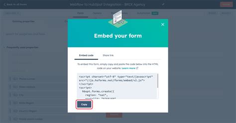 HubSpot Form Embed Code Example