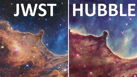 Hubble vs jwst. Dec 24, 2021 · Let There Be Light. Webb is expected to behold light from the universe’s first stars and galaxies, beyond Hubble’s range. This light will reveal how the original stars looked 13.7 billion ... 