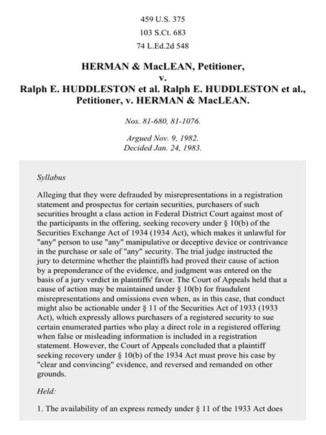 Huddleston v. Herman & MacLean Fifth Circuit 05-26-1983