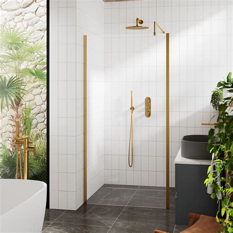 Hudson Reed 1200mm Wetroom Screen with Brushed Brass …