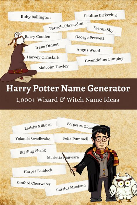 Pierre Delacour Elphias Wood In this article, we’ll discuss an overview of the Harry Potter series and discover some possible Harry Potter name suggestions for wizards and witches; specifically for each Houses of Hogwarts. How should you choose your wizard or witch name if you live in the wizarding world of Harry Potter? .