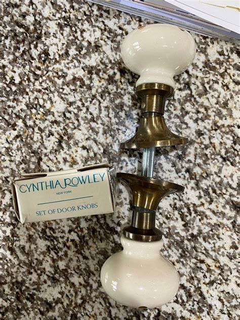 Huge Cynthia Rowley Knob Cream & Gold Dresser Pull Metal