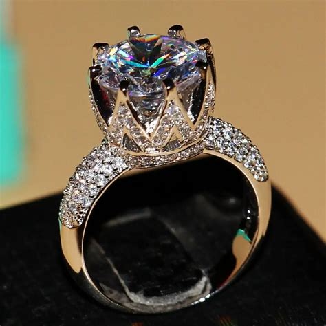 Huge diamond ring. 12x8MM Elongated Emerald Cut Diamond Ring, 5.25CT Big Cz Rings, Solitaire Engagement Ring, Claw Prong Rings, 14K Yellow Gold Plated Ring (646) Sale Price $47.40 $ 47.40 