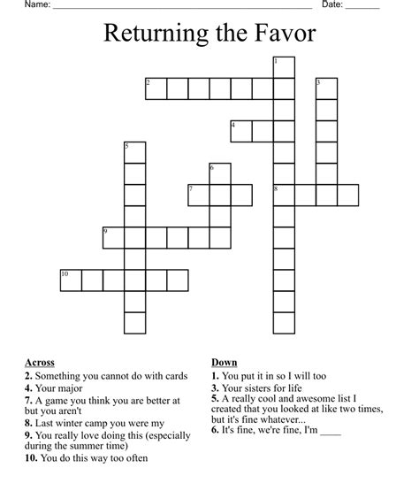 Crossword Clue. The Crossword Solver found 30 answers to "is that too big a favor?", 8 letters crossword clue. The Crossword Solver finds answers to classic crosswords and cryptic crossword puzzles. Enter the length or pattern for better results. Click the answer to find similar crossword clues .. 