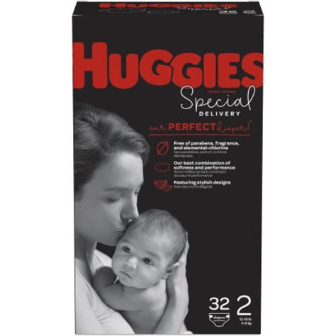 Huggies special delivery size 2 180 count. Our Perfect Diaper. Your baby was the most special delivery. Inspired by the perfect care you provide for your baby; we created our own special delivery. Huggies® Special Delivery™ is our softest diaper with plant-based* materials, trusted protection and a 100% breathable outer cover. *20%+ by weight. 