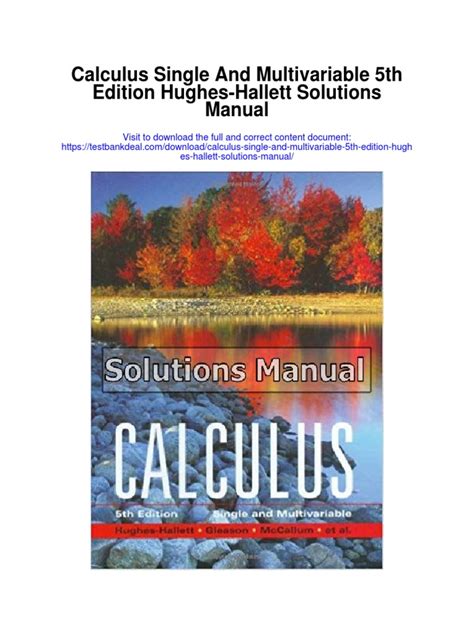 Hughes hallett multivariable calculus solutions manual 5th. - Chem 1111 soluzioni manuali di laboratorio.