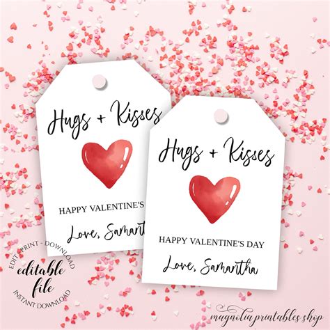 Hugs And Kisses Printable Tag