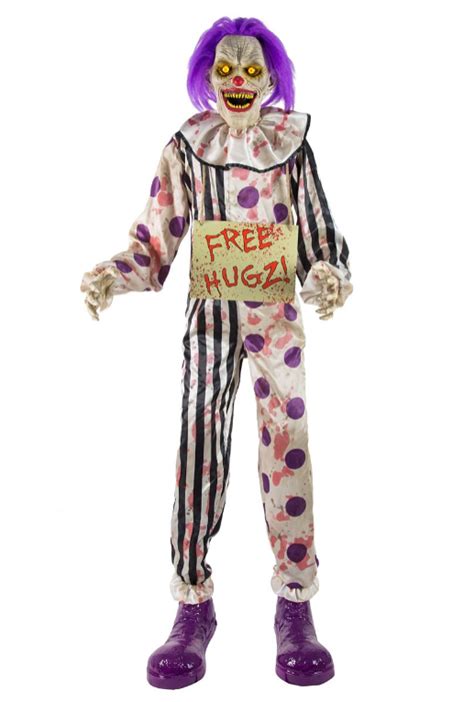 5 Ft Animated Light Up Clown. 5 Ft Hanging Clown. 5' Animated Hanging Ghost Lady. 5' Spinning Ghost. 6. 6 Ft Animated Light Up Hanging Mummy. 6ft Standing Animated Witch. 7. 72 Inch Animated Cocoon Corpse.. 