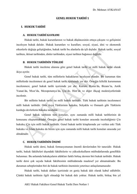 Hukuk fakültesi türk hukuk tarihi ders notları
