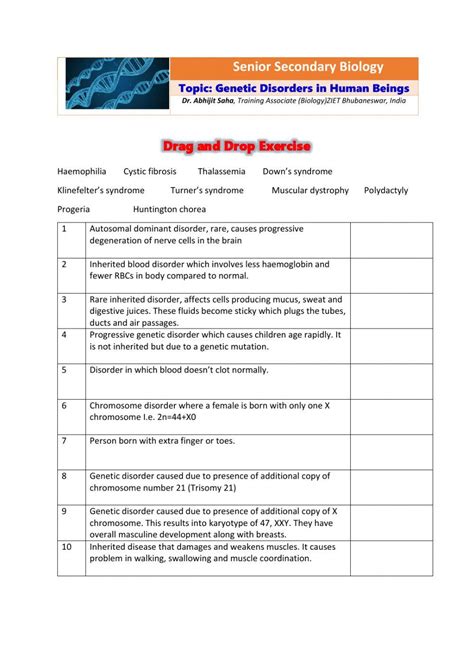 Human Disorders Worksheet Answers Mark Library