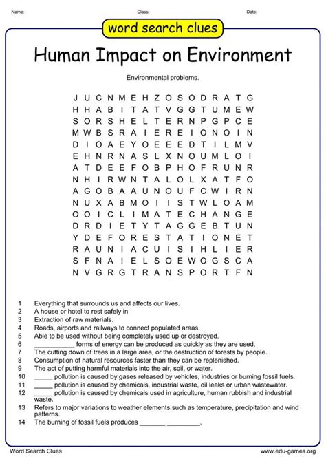 Human Impact On Environment Worksheet Printable Calendars AT A GLANCE