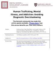 Human Trafficking, Mental Illness, and Addiction: Avoiding