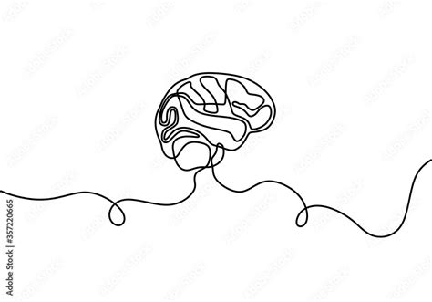 Human brain one line art continuous line drawing Vector Image