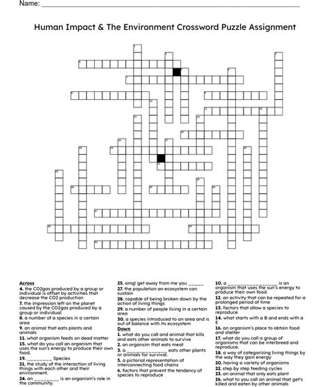 Human impact on the environment crossword puzzle. - The smart girls guide to friendship.