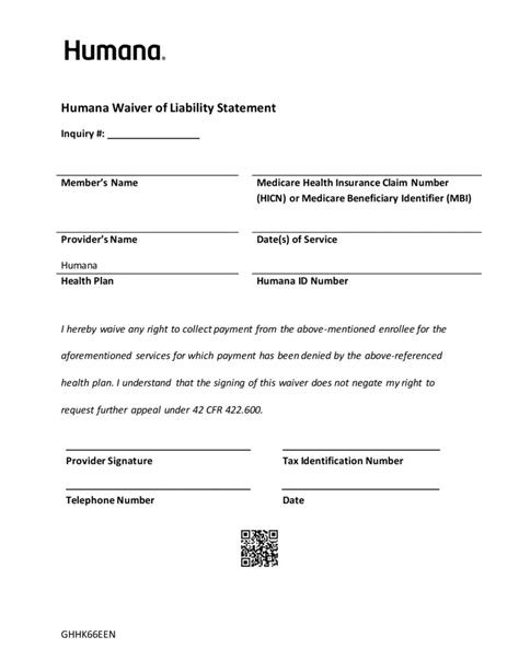 Humana Waiver Of Liability Form For Provider Reconsideration Fillable