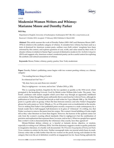 Humanities Free Full-Text Modernist Women Writers and Whimsy ...