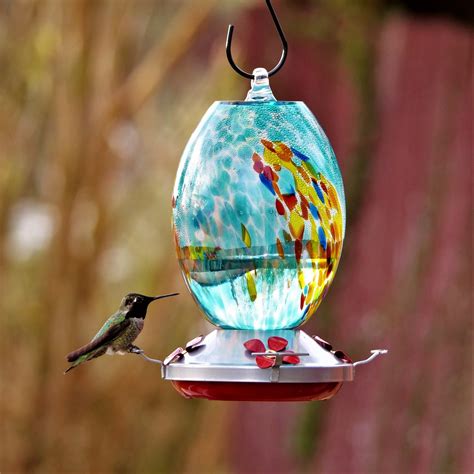 Hummingbird Feeder Hand Blown Glass - 25 Ounces - SHEREM