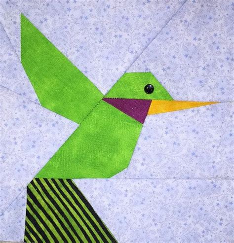 Hummingbird Paper Pieced Block Pattern in PDF Etsy Paper piecing