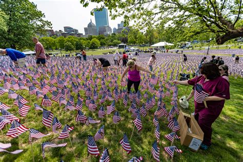 Hundreds gather to help plant Boston Common Memorial Day Flag Garden