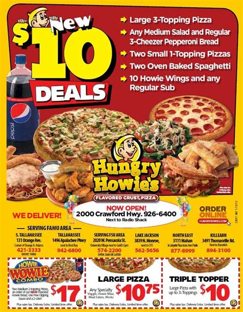 Get a Medium 1-Topping Pizza and Howie Bread for only $9.99. Offer Valid Only After 9 p.m. Order Online and use code LATE9 to get this offer! Use promo code “LATE9” for Late Night offer. Additional charges may apply for Stuffed, 3 Cheeser or Deep Dish Howie Bread ® Additional toppings. Carryout only. Limited time offer. Prices subject to .... 