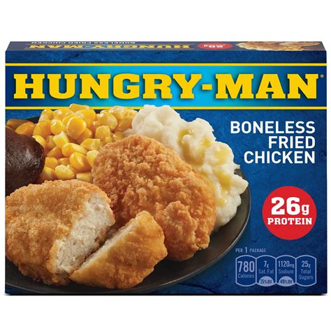 Hungry man meals. Hungry Man Smokin' Backyard BBQ Frozen Dinner, 15.25 oz (Frozen) Sponsored. $3.74. current price $3.74. 24.5 ¢/oz. Hungry Man Smokin' Backyard BBQ Frozen Dinner, 15.25 oz (Frozen) 103 3.3 out of 5 Stars. 103 reviews. Available for Pickup or Delivery Pickup Delivery. Add. Similar items you might like. 