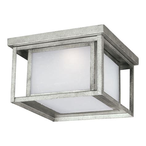 Hunnington LED Outdoor Flush Mount in Weathered Pewter